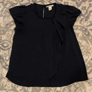 Flowing Black Blouse with Ruffle Detail